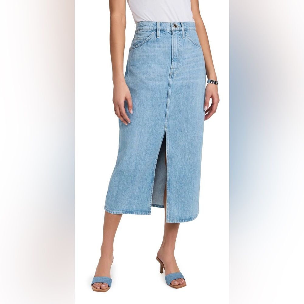 Frame Sz 25 Light Blue Turin Denim Le Italien Maxi Midi Skirt Preppy Classic